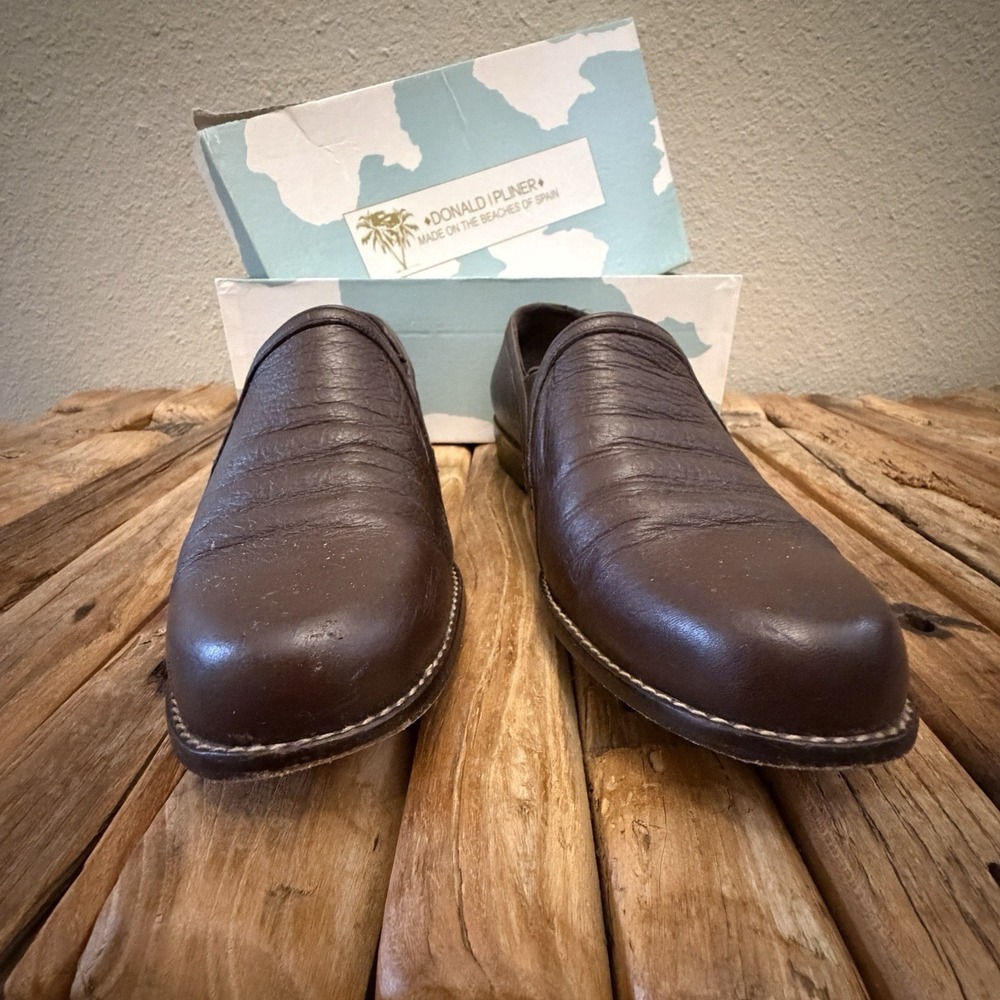 Donald J Pliner City Espresso Brown Leather Loafers Women's 7 Made in Spain